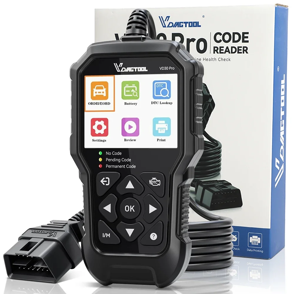 VDIAGTOOL VD30 Pro OBD2-scanner Autodiagnostisch hulpmiddel Codelezer Controleer de motorkodelezer I/M-gereedheid voor alle OBDII-voertuigen