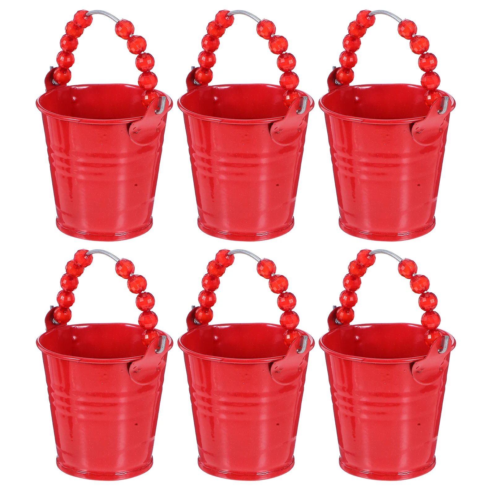 

6Pcs Color Small Iron Bucket Mini Beaded H Party Favors Halloween Trick Treat Pail Kids Baking Paint Nonwaterproof