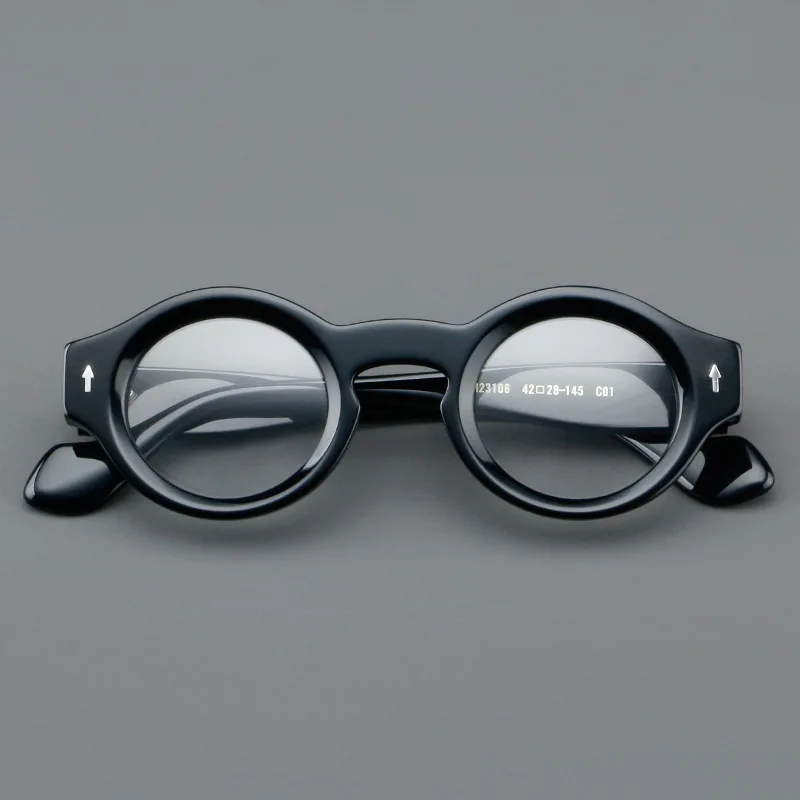 VCKA Runde Acetat-Myopie, Anti-Blau, Verfärben, Brille, Vintage-Stil, für Herren, verschreibungspflichtige Intensivierung, individuelle Optik, Brillen – 0,50 bis -10 – Detail 3