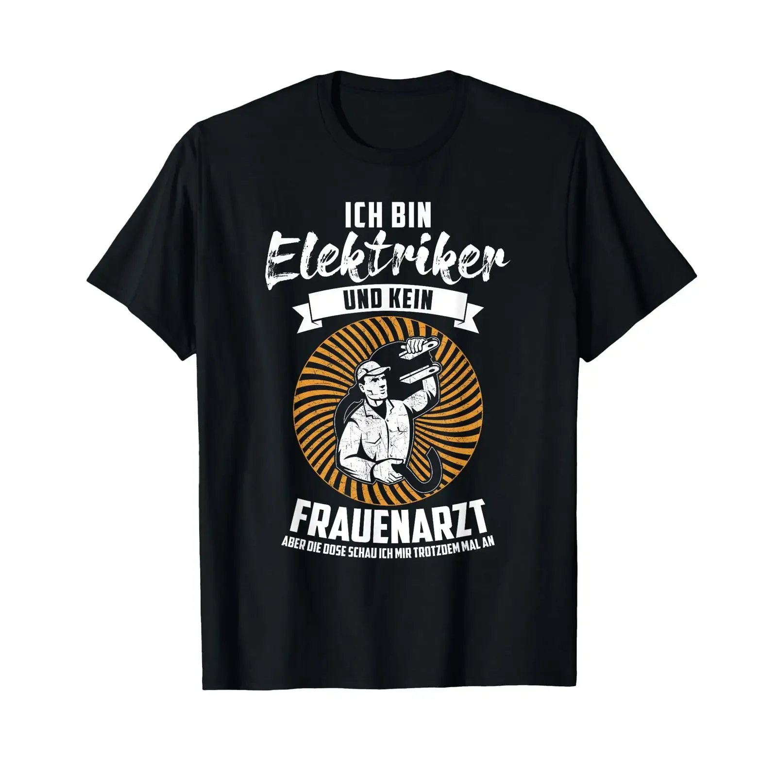Футболка с немецким текстом «Ich Bin Elektriker und Kein Frauenarzt» (Я электрик, а не врач-женщина), винтажная, с эффектом потертости, унисекс, универсальная, повседневная.