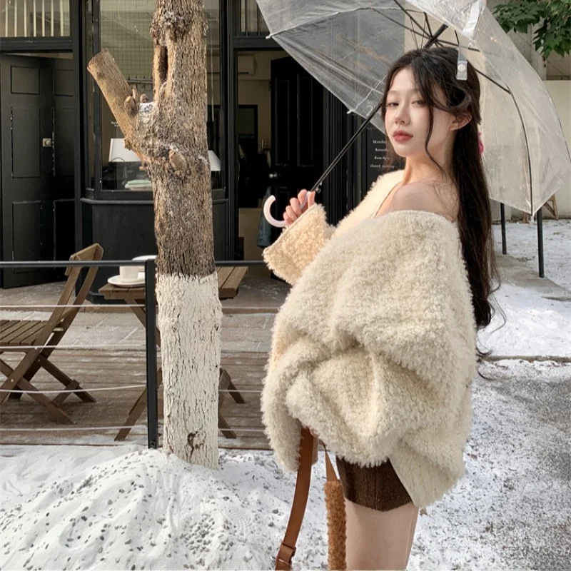 Ultra-Thi Übergroßer Lazy Sle Baby Samt Eepskin Hoodie Damen Long Sve V-Ne Korean Sle Pendeln Normale Länge