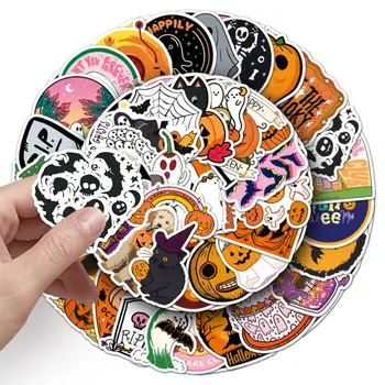 10/30/50 張萬聖節貼紙 卡通南瓜燈蜘蛛小幽靈可愛塗鴉裝飾剪貼簿防水貼紙 6 最佳銷售 卡通貼紙 - №5