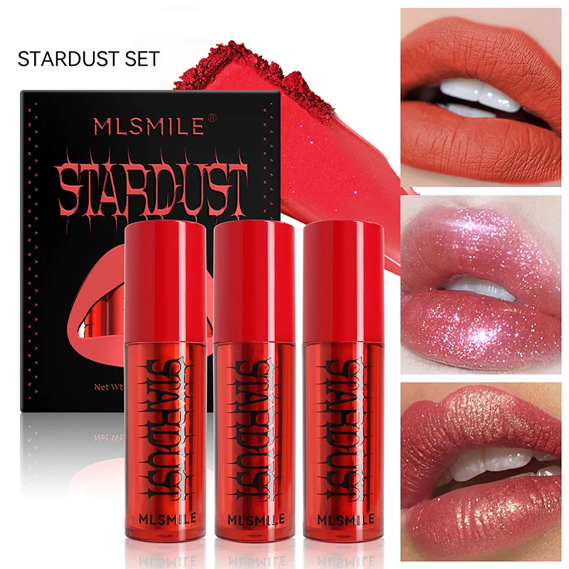 Maquillaje de Halloween de larga duración, brillo de labios hidratante, lápiz labial de terciopelo mate, Boca de Perla Rosa, conjunto de cosméticos de esmalte de labios brillante fino