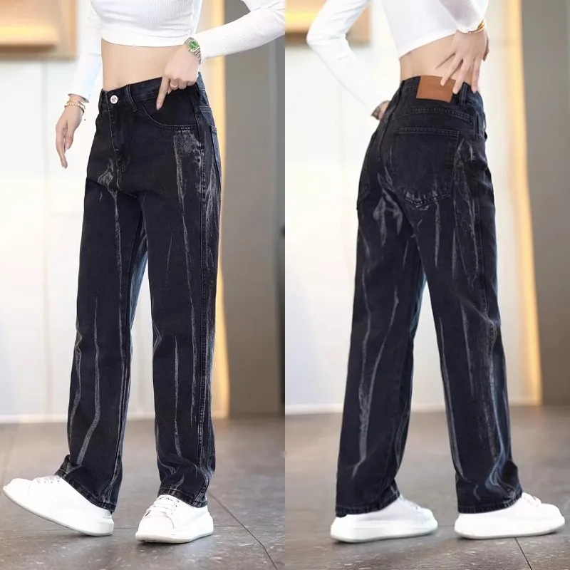 

Loose Bla Tie Dye Men's Jeans American Sle Wide Leg Pants Faionable Casual Cotton Long Trousers Urban Youth Wear