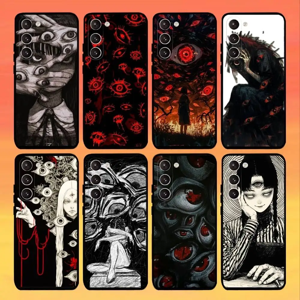 

Horror Anime Art -Eyes Phone Case For Samsung Galaxy A73,A72,A71,A70,A53,A52,A51,Others Soft Black Cover