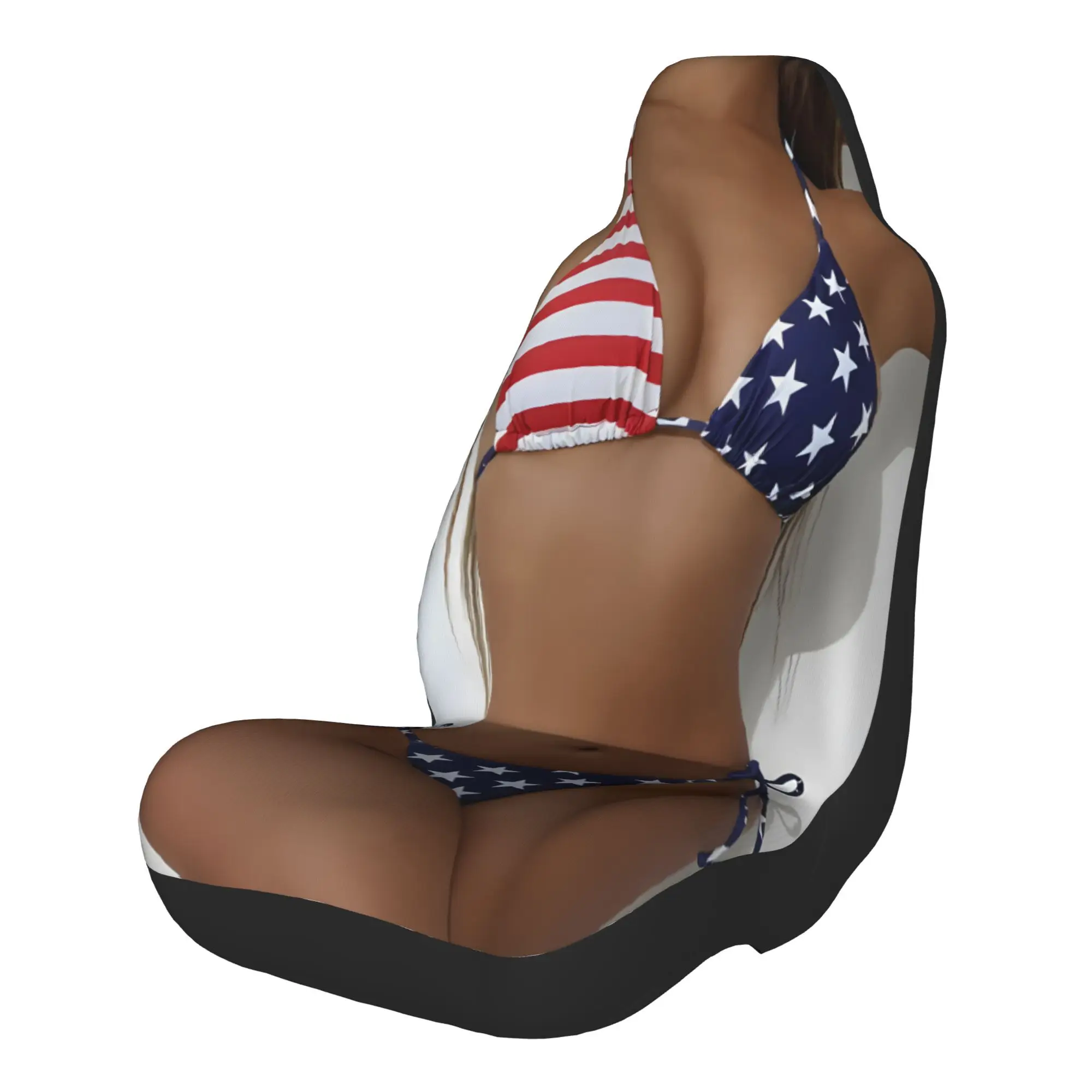 2pcs Patriotic Star-Striped Triangle Bikini Set For Poolside CharmCar Seat Covers, Suitable For All Vehicles, Christmas Gifts An