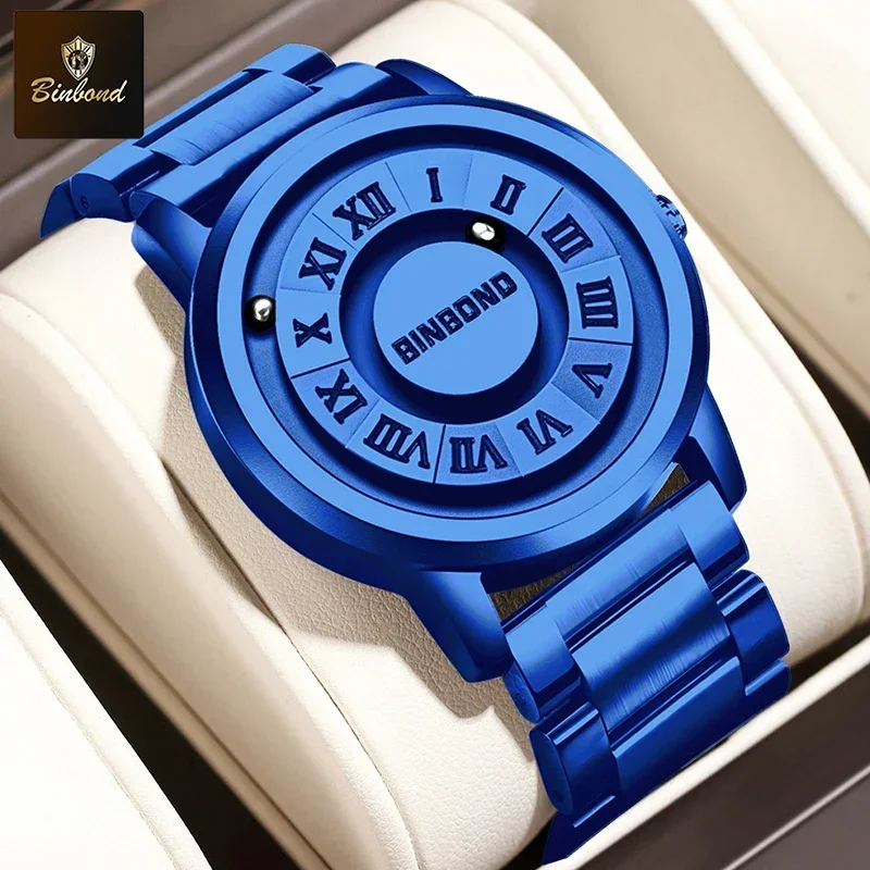 

BINBOND Top Luxury Men Quartz Watches Magnetic Levitation Hollow Out Stainless Steel Waterproof Men Watches Relogio Masculino