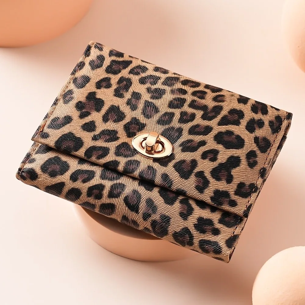 Leopard Print Trifold Wallet Large Capacity Portable Size Clutch Purse Functional Design Multi-Card Slots ID Card Holder