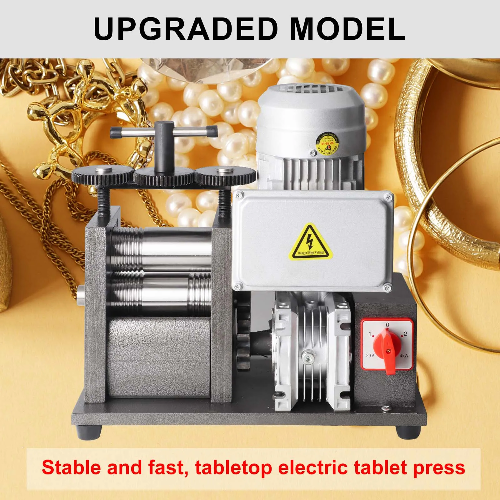 Electric Jewelry Rolling Mill Tabletting  Press Machine - Metalworking Tool for Gold and Silver Molding for Jewelry Crafting