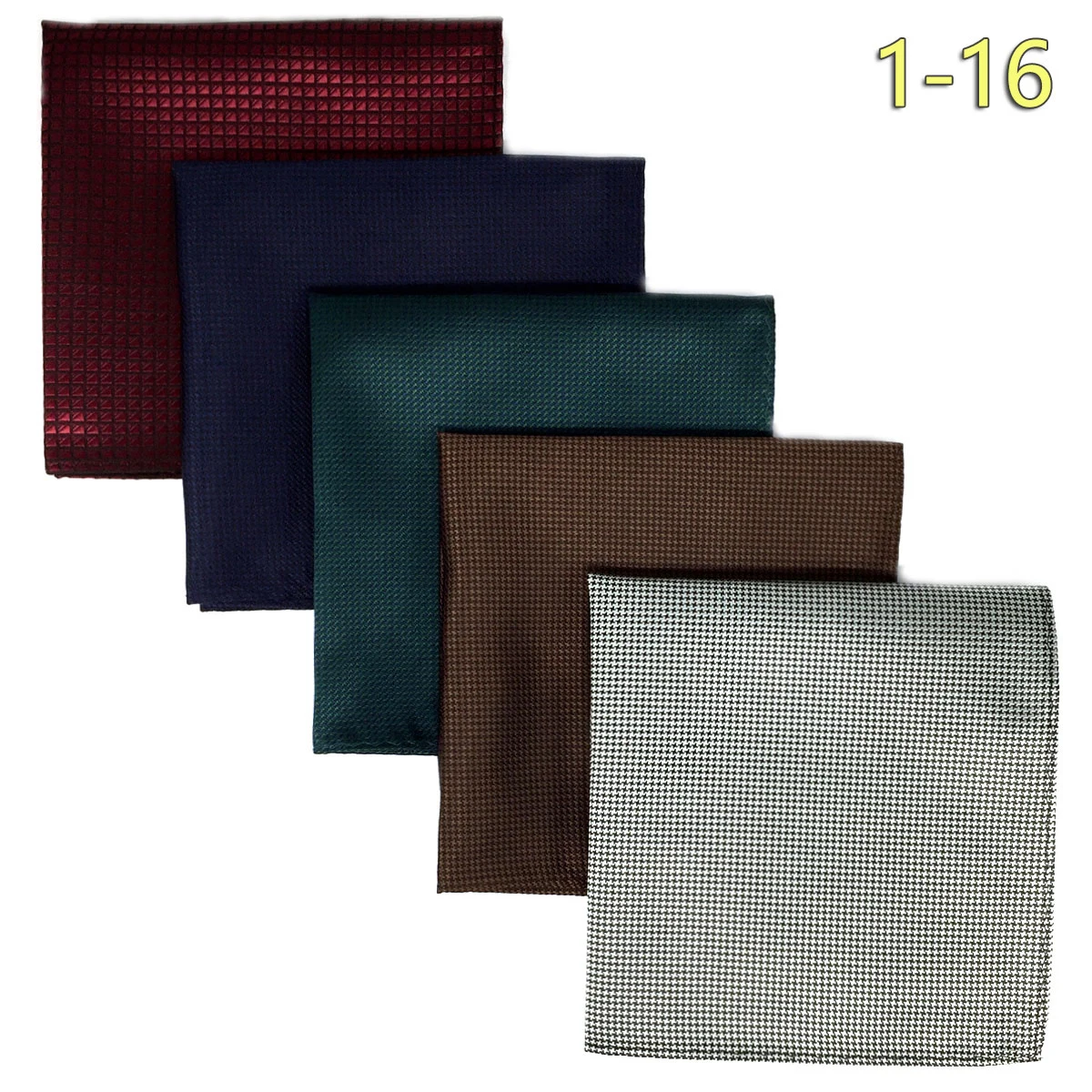 5 Pack Set Men's Pocket Square Handkerchief, Assorted Designs