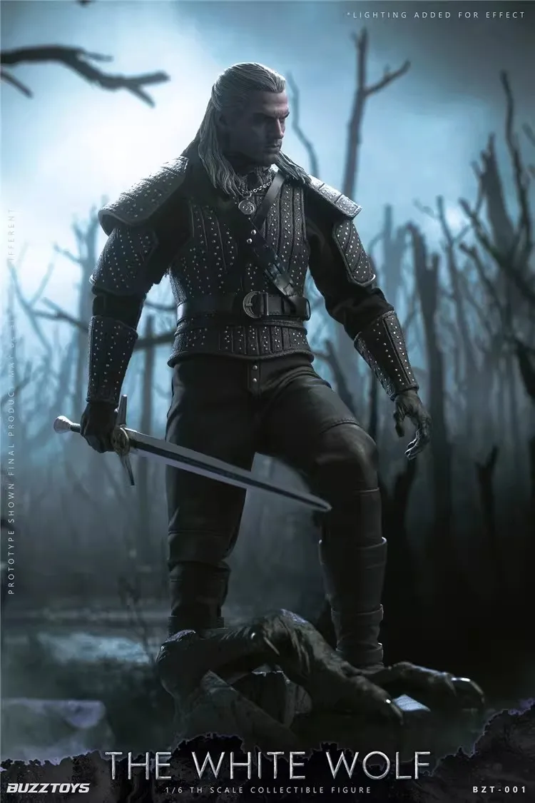 BUZZTOYS BUZ001 1/6 Scale Brave Hunter Wizard Male Action Figure Gray Hair Witcher Simulation Delicate 12