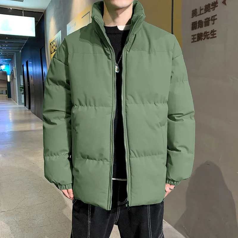 Winter Men's Thickened Warm Padded Jacket Solid Color 8XL Plus Size Casual Loose Handsome Versatile Stand Collar Wadded Jacket