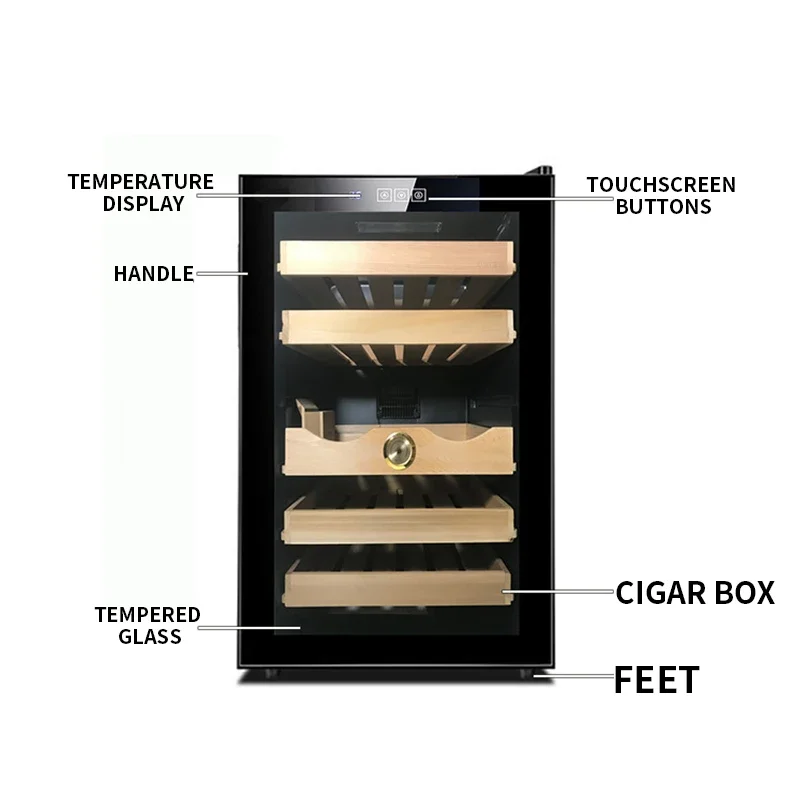 Constant Temperature Moisturizing Small Electronic Cigar Cabinet Smart Home Single Door Solid Wood Cigar Cabinet with Lock