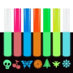 Glow-In-The-Dark Glitter PU Heat Transfer Vinyl, 7-Pack - Assorted Neon Colors, 12