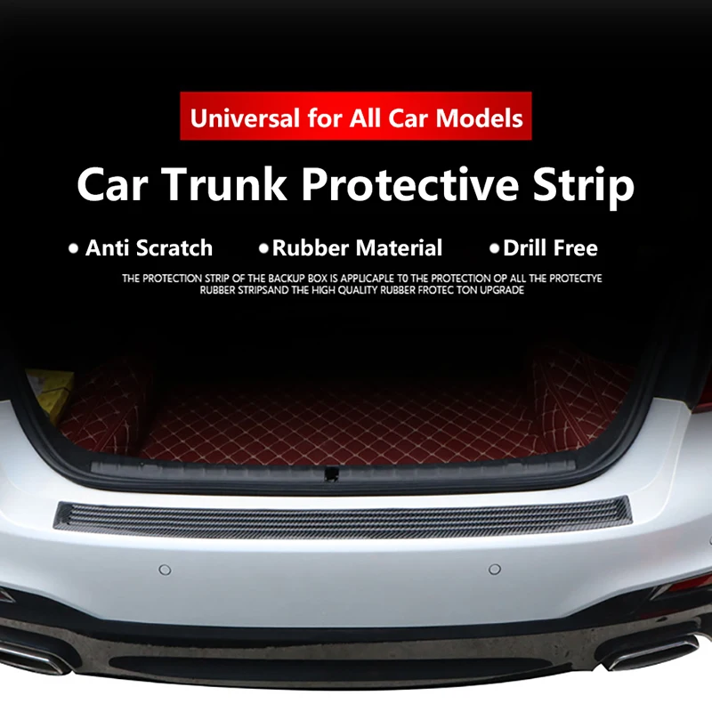 SEAMETAL Protector de alféizar de maletero de coche, PVC, antiarañazos, Protector de parachoques trasero, antipatadas, fibra de carbono, tira de moldura de estilo de coche