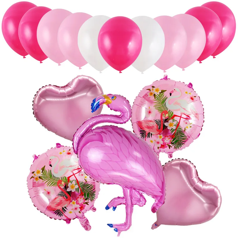 Pink Flamingo Girls Birthday Party Decorations Disposable Tableware Paper Lanterns Cup Straw Foli Balloon For Kild Party Supplie