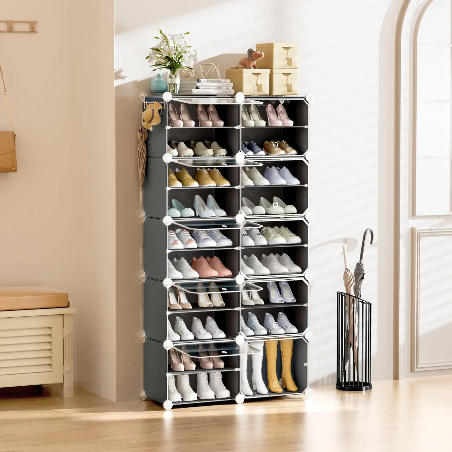 10 Layer Shoe Rack Storage Rack With Cover 40 Pairs Shoes Storage Cabinet  Cabinet Storage Enclosed Rack