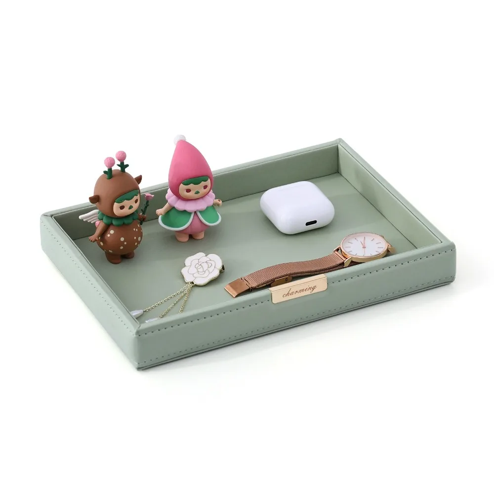 

Bedside Organizers Nordic Desktop Storage Tray Leather Elegant Cosmetic Storage Basket Multifunctional Square Tray Home