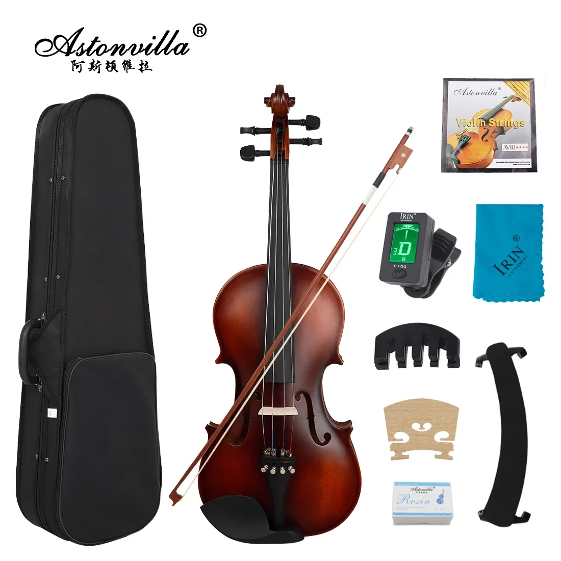 Violín Astonvilla 4/4 3/4, Panel de tilo, juego de Violín con estuche, accesorios, instrumento de cuerda profesional, violín para actuaciones