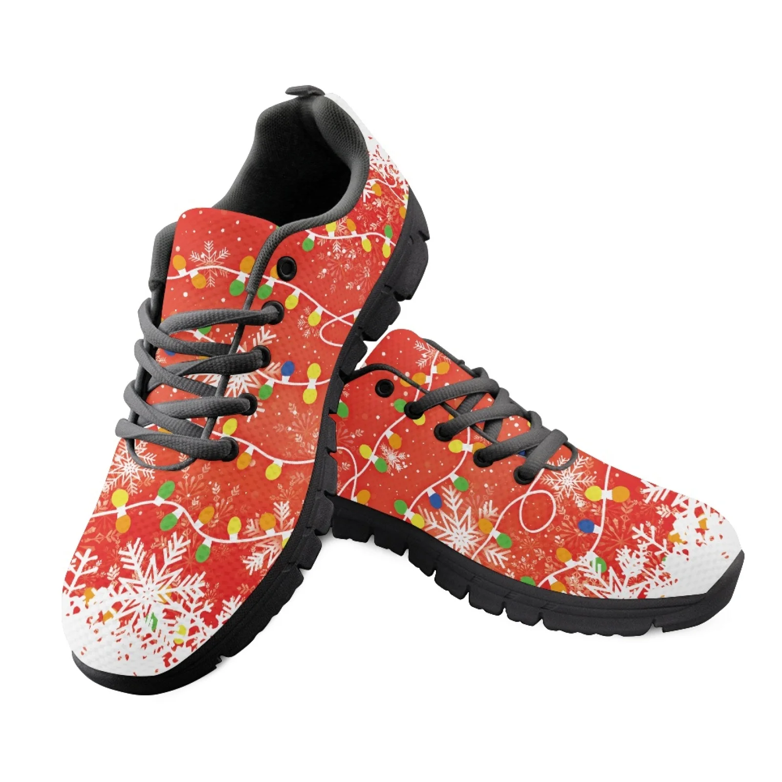 Coloranimal Lights Snowflake Mens Fitness Sneakers for Walking and Standing Flat Womens Air Mesh Sneakers for Travel