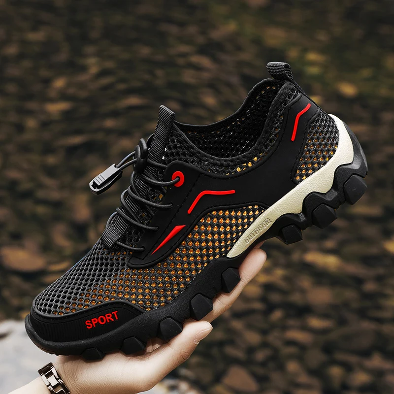 Sandals for Men 2026 Summer Non-Slip Wear-Resistant Full-Cover Hollow-Out Shoes Men's Outdoor Fishing Wading Creek Shoes