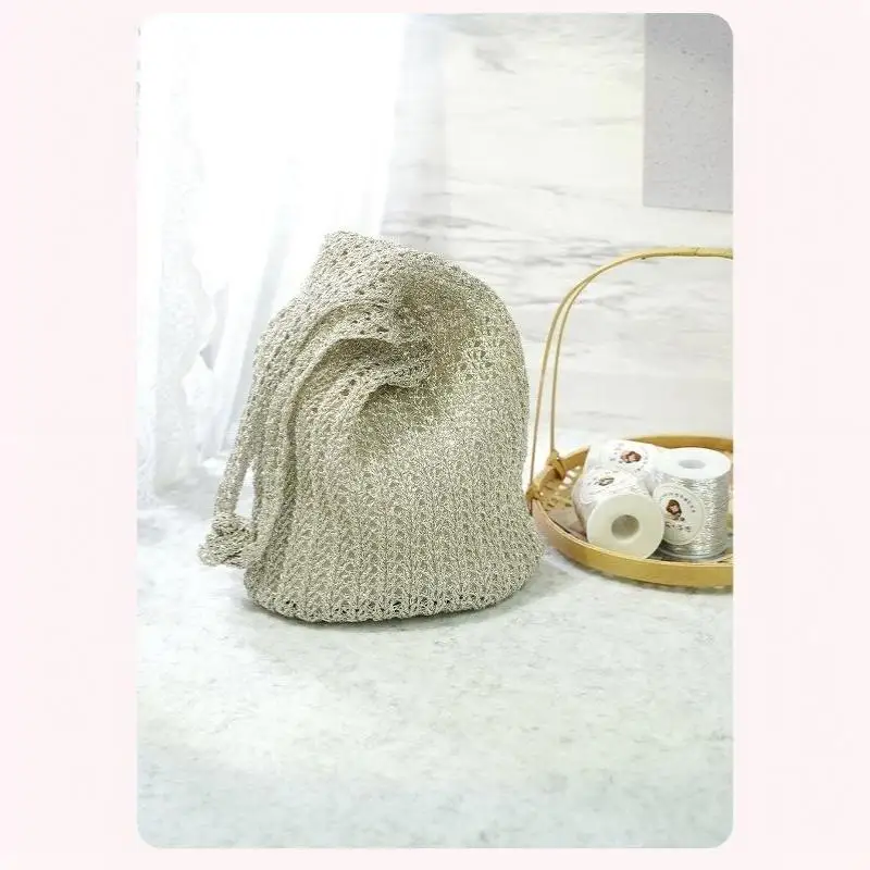Luxuriöser Silberfaden 1mm Funkelnd DIY Handgemachte Handtasche Häkeltasche Webfaden Zarter Silberfaden Handgefertigtes Kunsthandwerk – Detail 20