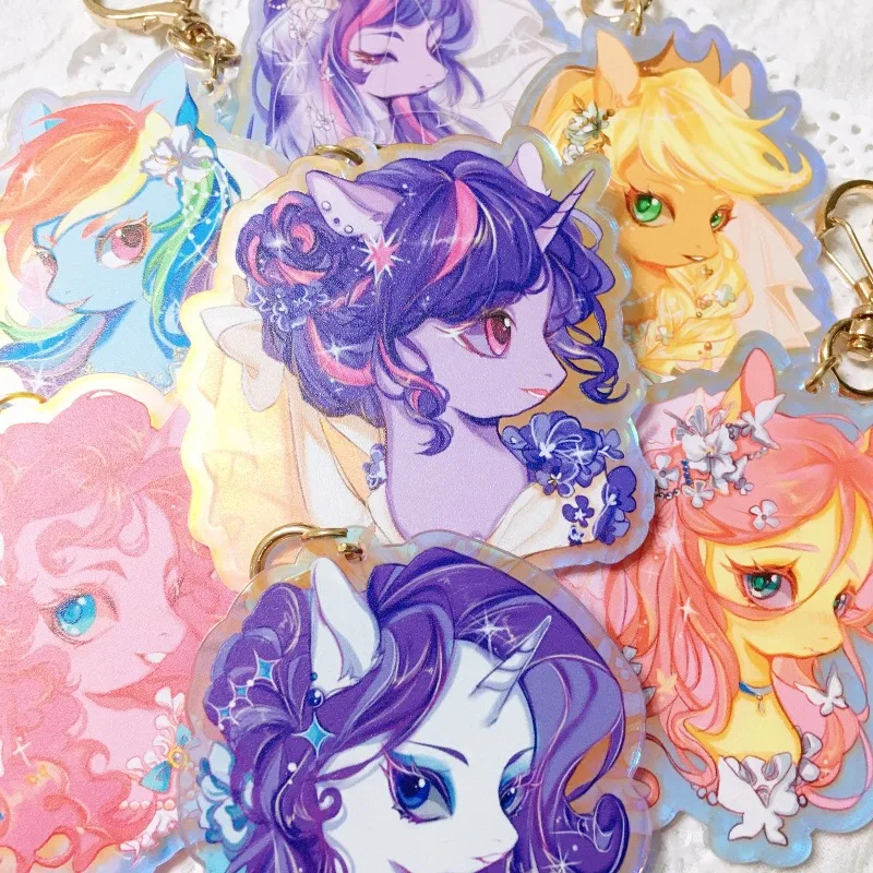 

"Flower Bride Series Laser Pendants, Rainbow Little Horse Fan Art Collectibles, Figurines, Models, Festival Gifts.Toys