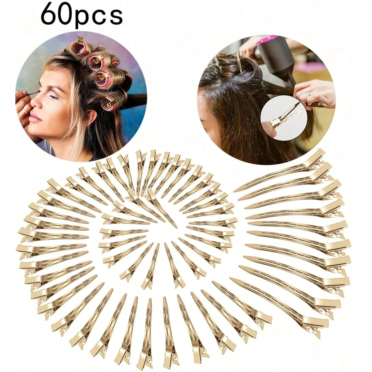60-delige metalen eendenbek haarclips krullend haar stylingtools konijnenbont wortel kapsalon haar knippen stylingtools