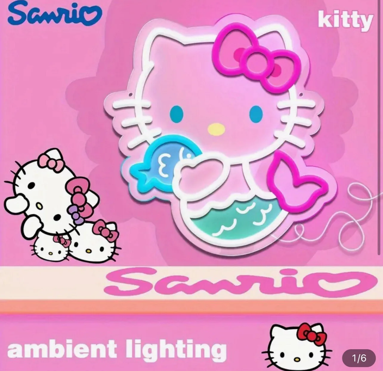 Sanrio LED Neon Light Hello Kitty Mermaid Neon Sign Light for Room Bedroom Shop Shopping Mall Wall Decoration USB Power Dimmable
