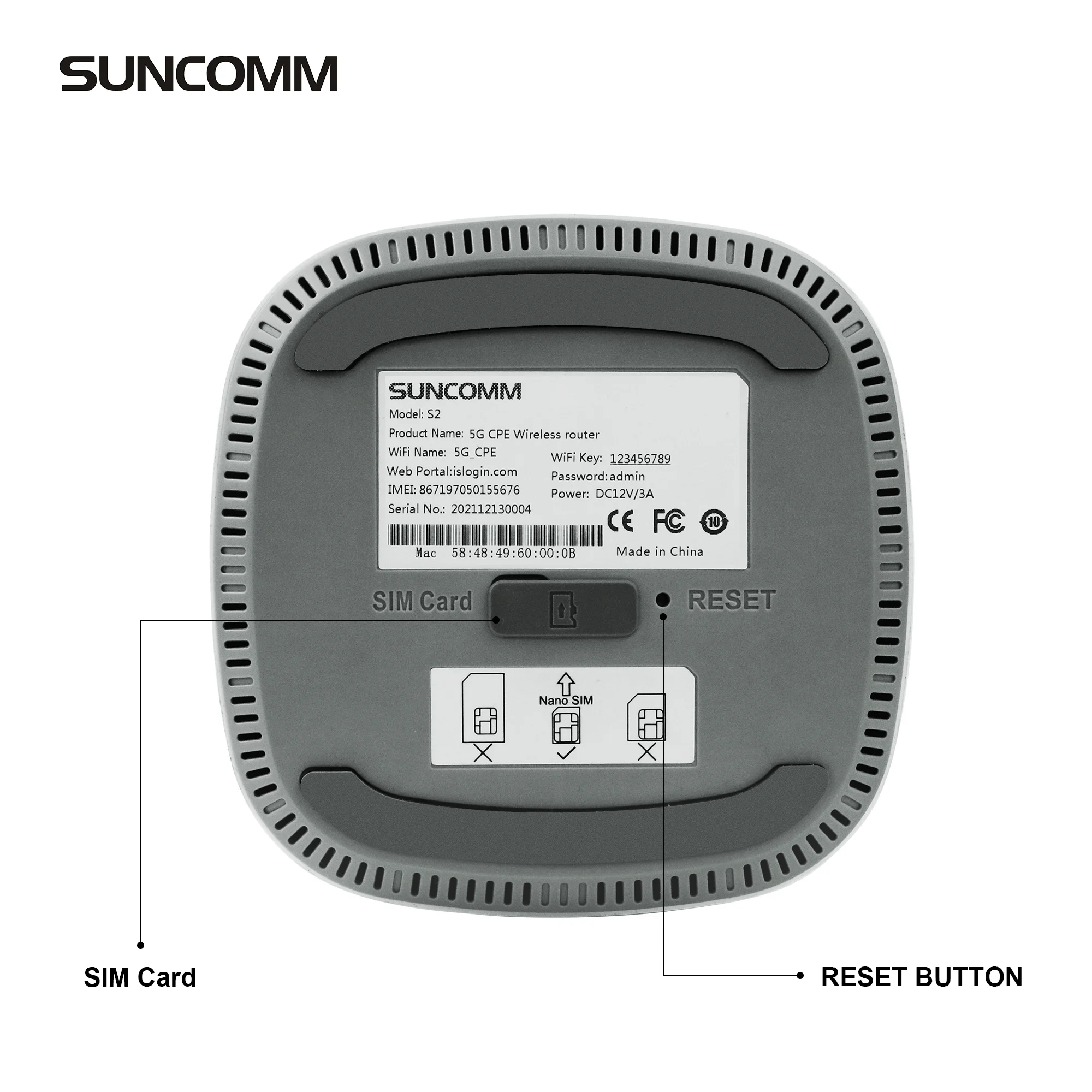 SUNCOMM S2 Smart wifi Home Network 2.4G/5.8G WiFi 6 Dual Band Wireless Mesh Gigabit LAN NR NSA/SA 5G Cellular Smart Home Product