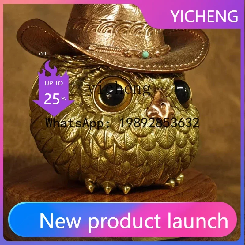 

X2 Brass Owl Ornament Creative Home Crafts Cute Desktop Ornament Vintage Storage Jar