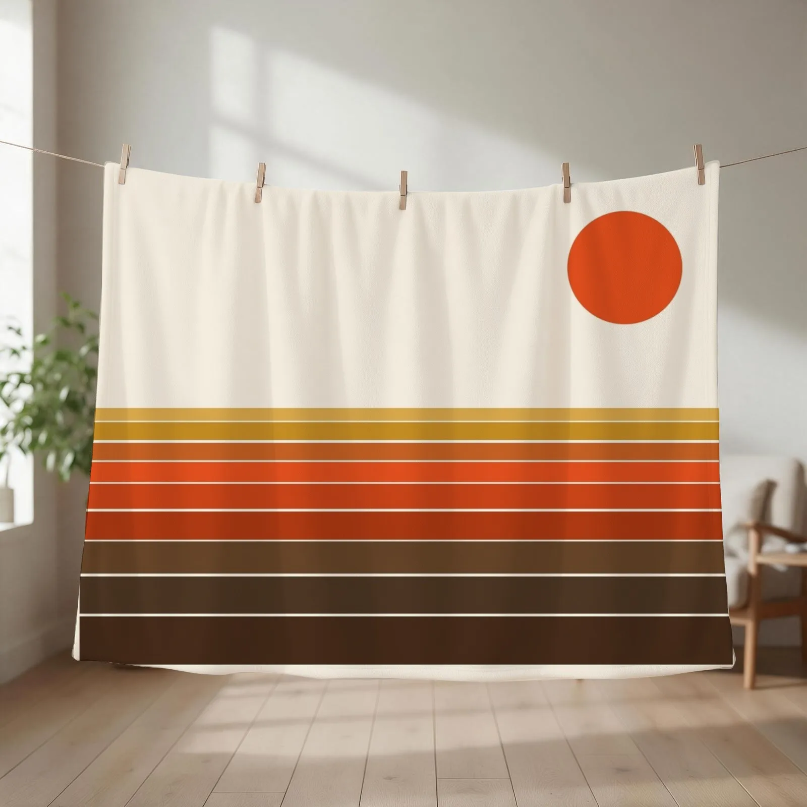 Peace Out - sunset ocean surfing beach life 70s style retro 1970s design Throw Blanket