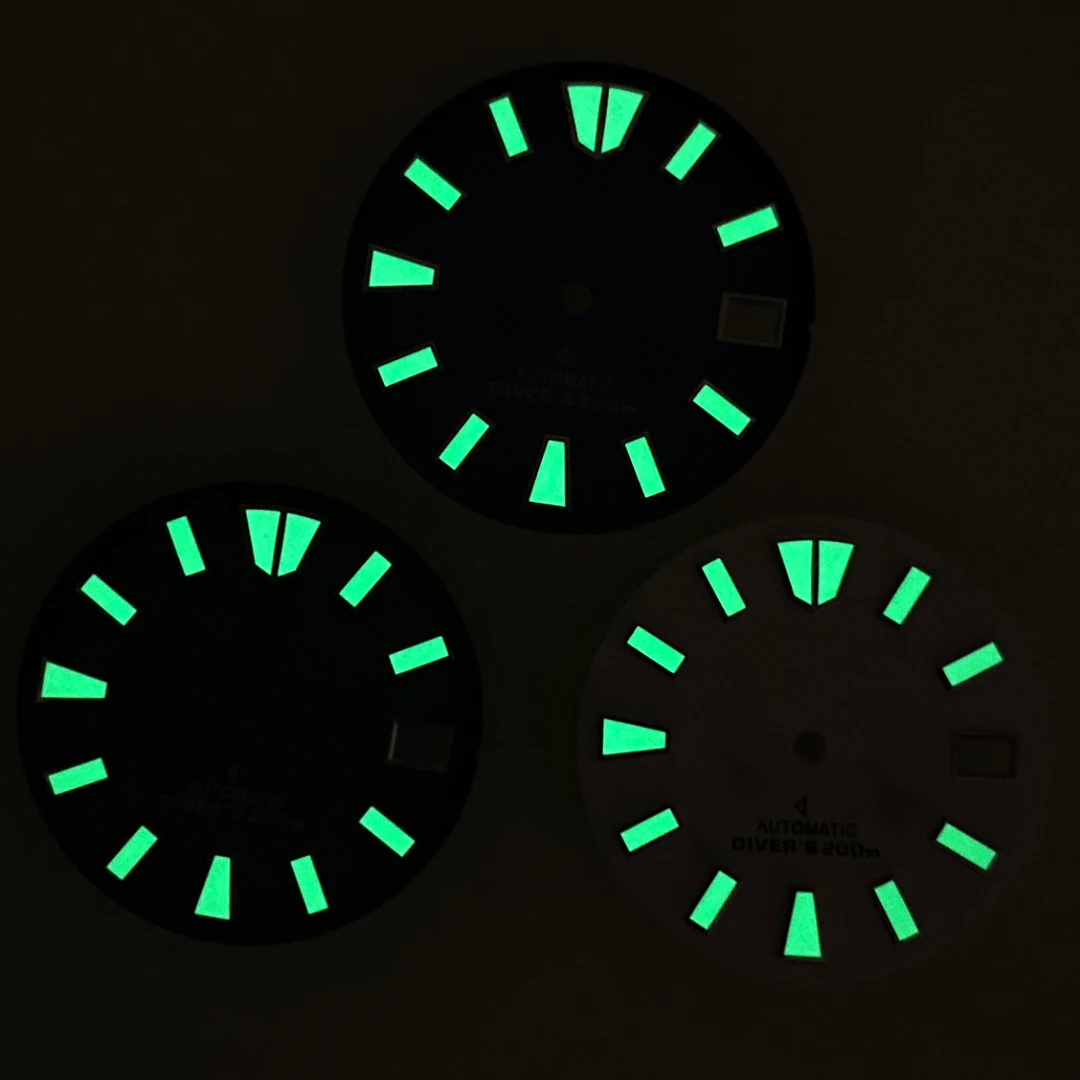 28.5mm S Logo Bat Dial Fit NH35/NH36 Movement Sunburst C3 Strong Green Luminous High Quality Dial Watch Modification Accessories