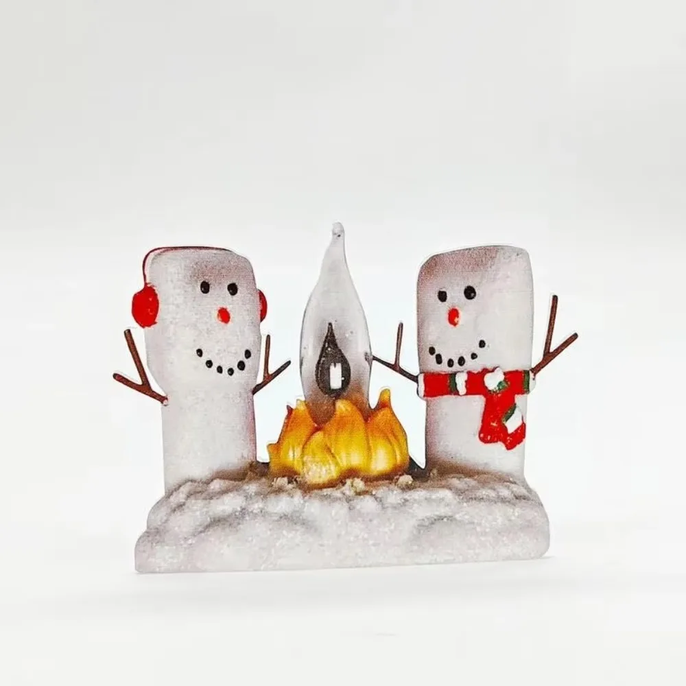 Christmas Snowman and Campfire Night Light Cute Plug Into Wall Flickering Night Light Home Decor Accessories 2024