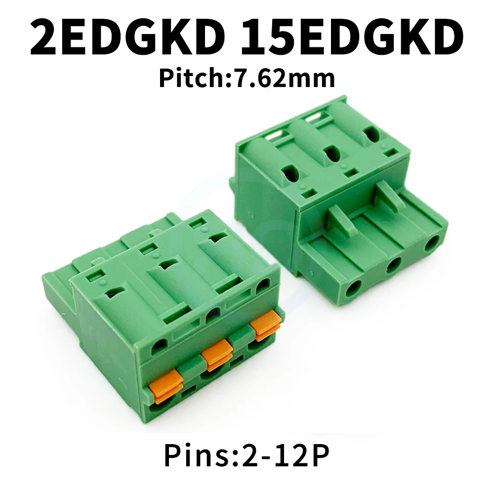 

(10 pcs) KF2EDGKD 7.62mm Spring loaded plug-in PCB terminal block 2EDGKD - 7.62 15EDGKD 2~12Pin
