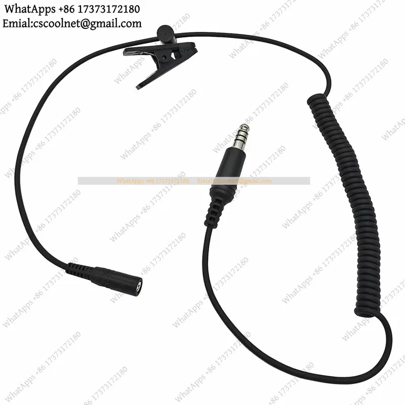 U-174 Adapter U Plug To 3.5mm GA Headset Airplane General Aviation Headphone Coil Extension Cable 7.0mm Male Jack 3.5mm Female