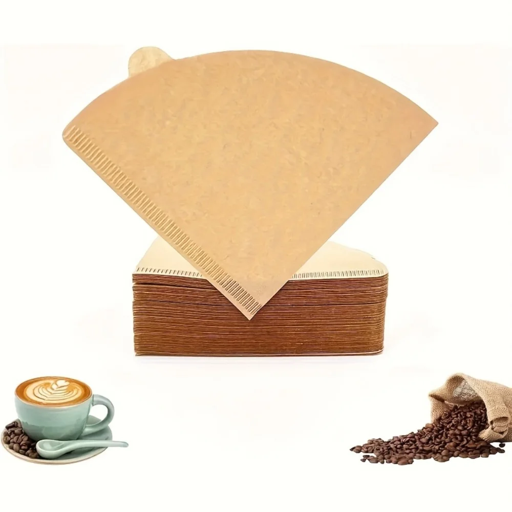 100 Sheets of Natural Coffee Filter Paper, Perfect for Use in Coffee Makers, Suitable for 2-4 Cups