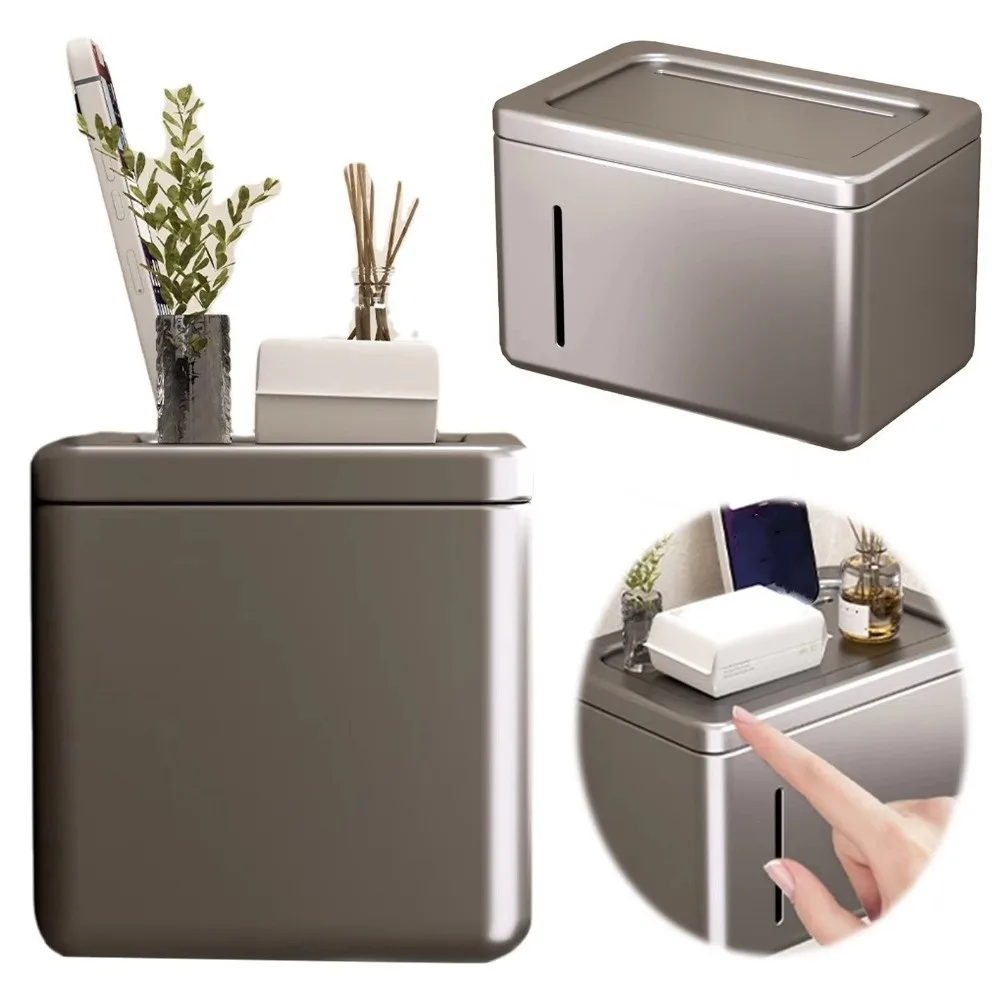 

Rustproof Bathroom Tissue Holder Removable Wear-resistant Napkin Box Wall-Mounted Design Practical Toilet Paper Holder Apartment