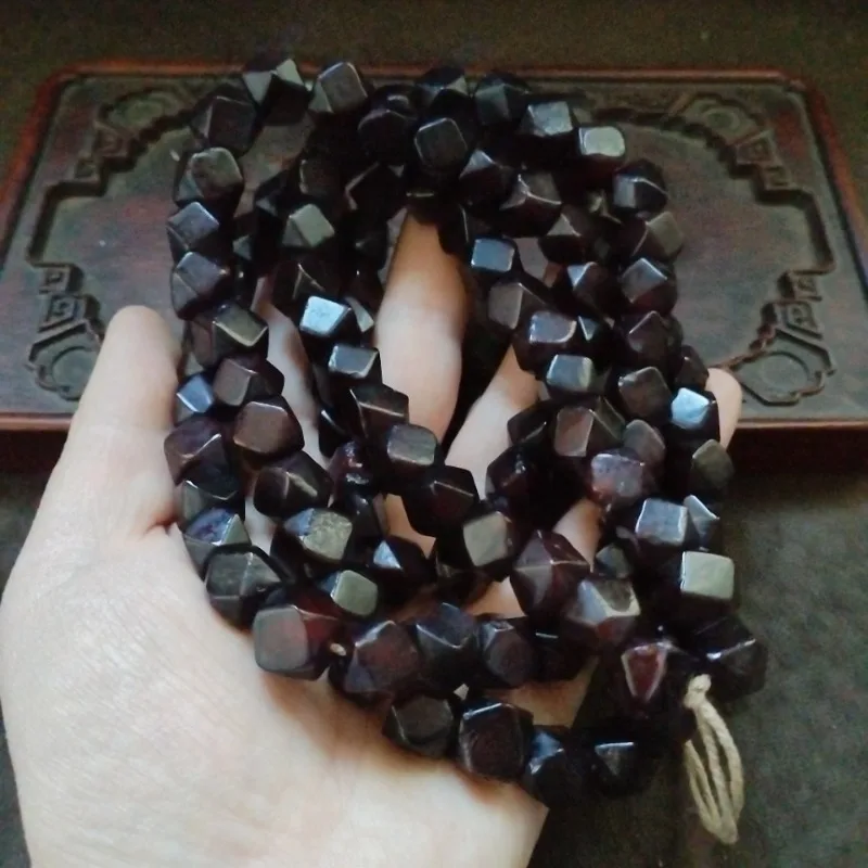 Retro Dark Brown Faceted Block Bead String Smooth Polished Multi Sided Beads Minimalist Unisex Hand Jewelry Making Accessories