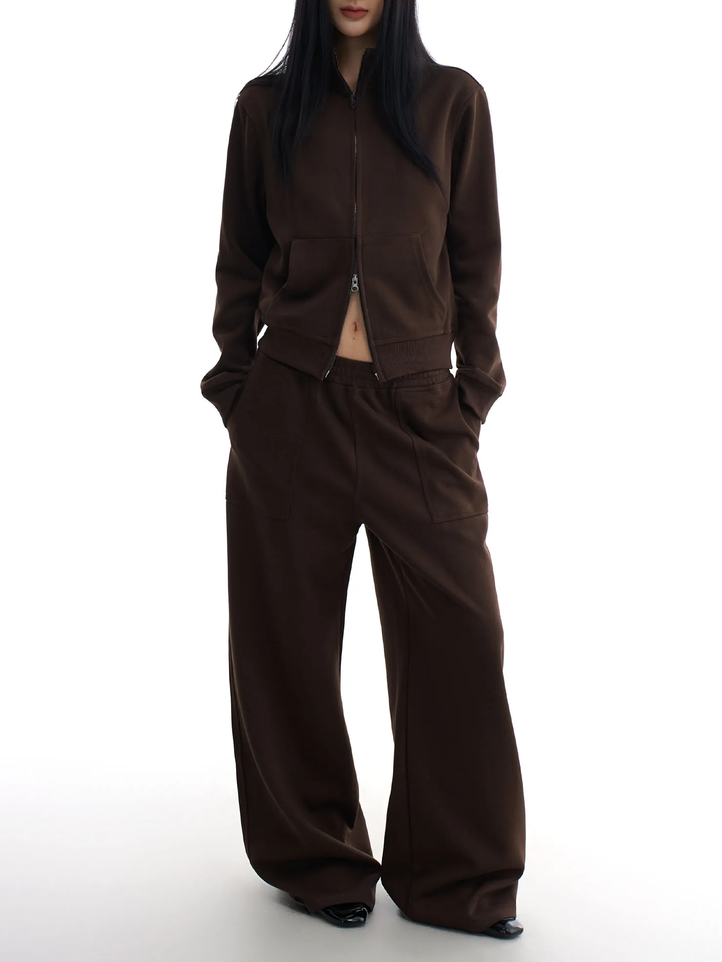 

AGUA женский осенне-зимний повседневный комплект спортивной одежды, свободные леггинсы и джинсовый костюм из двух предметов, длинный све, воротник-стойка на молнии