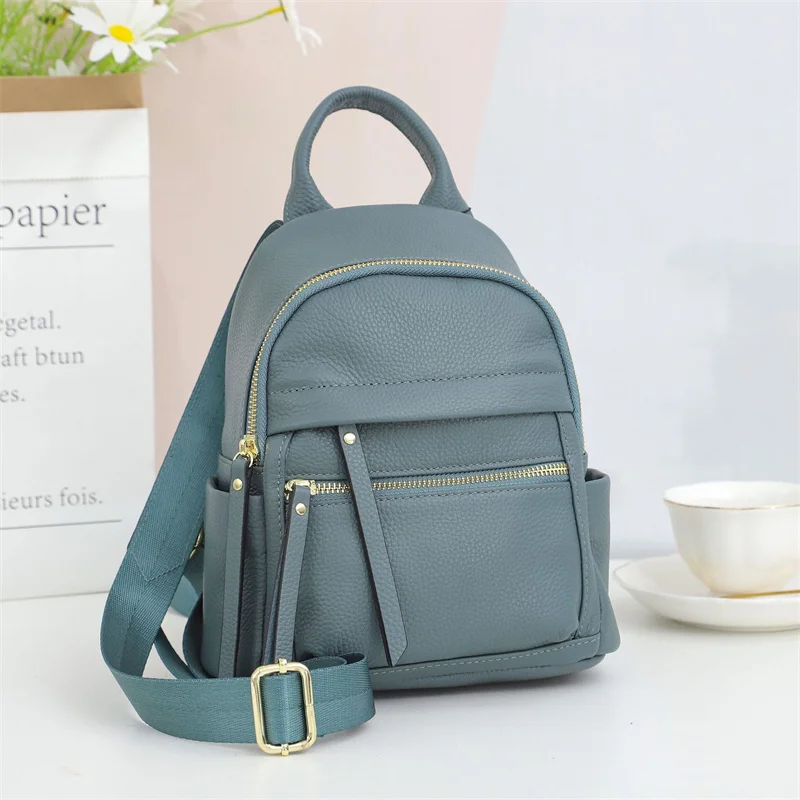 Small Woman Genuine Leather Backpack Anti-theft Ladies Travel Bag Casual Real Cow Leather Bagpack