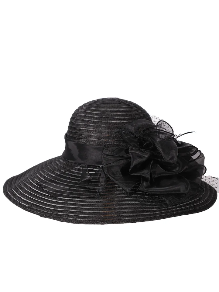 FS White Elegant Wedding Bride Church Straw Hats For Women  display picture 3