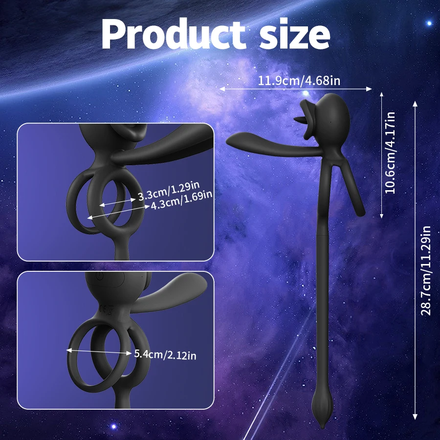 7 Modes Vibrating Cock Ring Sex Toys Penis Ring Vibrator Clitoral Stimulator with Tongue Licking Adult Couples Sex Toys for Men view 5