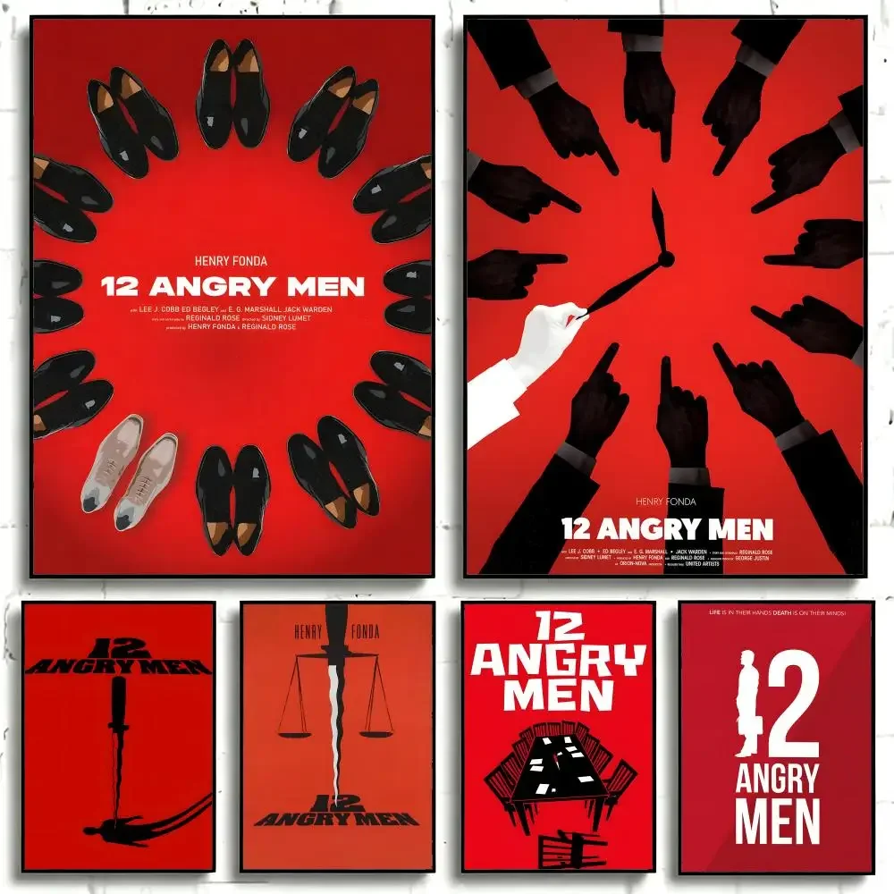 Movie 12 Angry Men Poster Self-adhesive Art Waterproof Paper Sticker Coffee House Bar Room Wall Decor