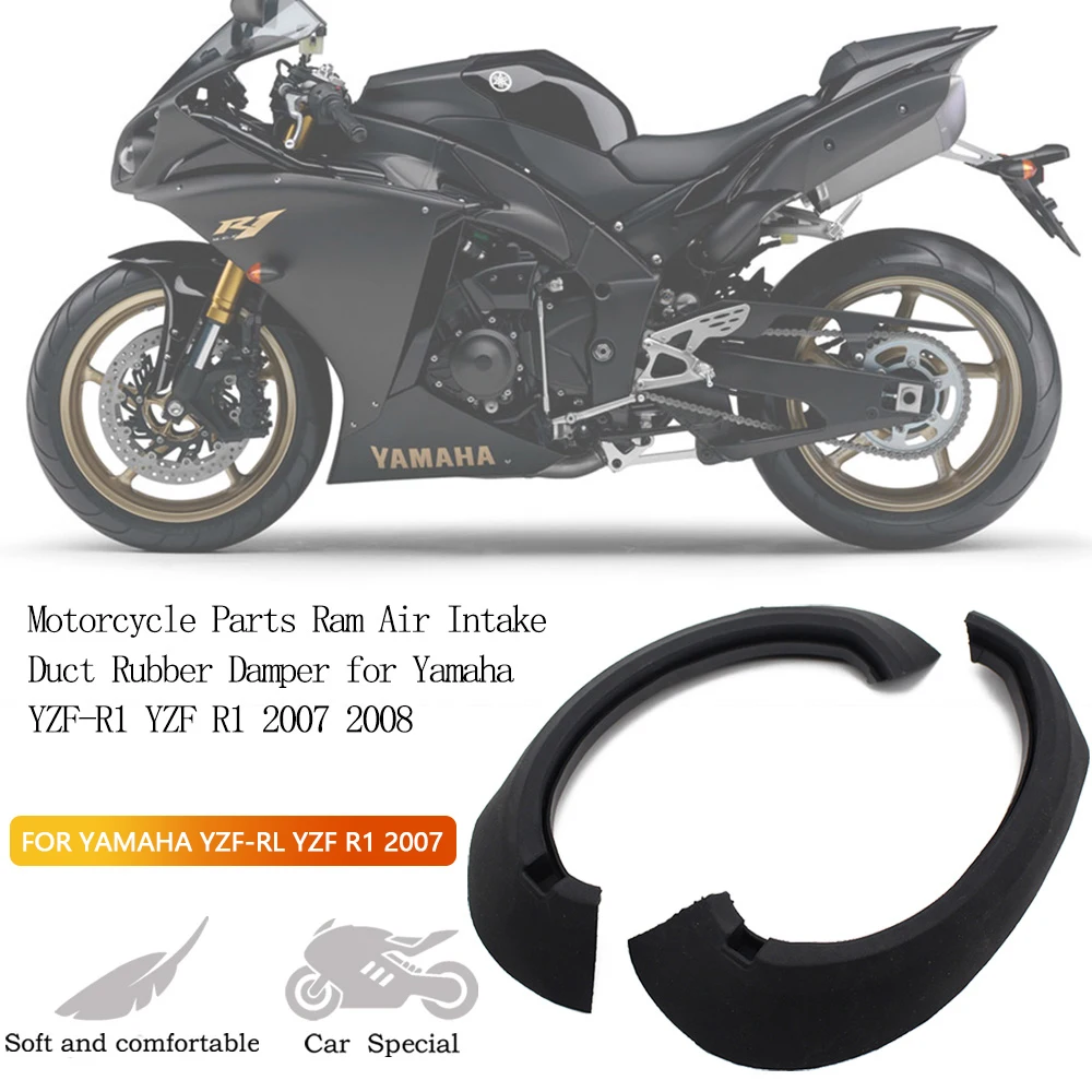 

Black Motorcycle Ram Air Intake Tube Duct Cover Damper Rubber Seal Strip For Yamaha YZF R1 2007 2008 YZF R1 YZFR1 Accessories