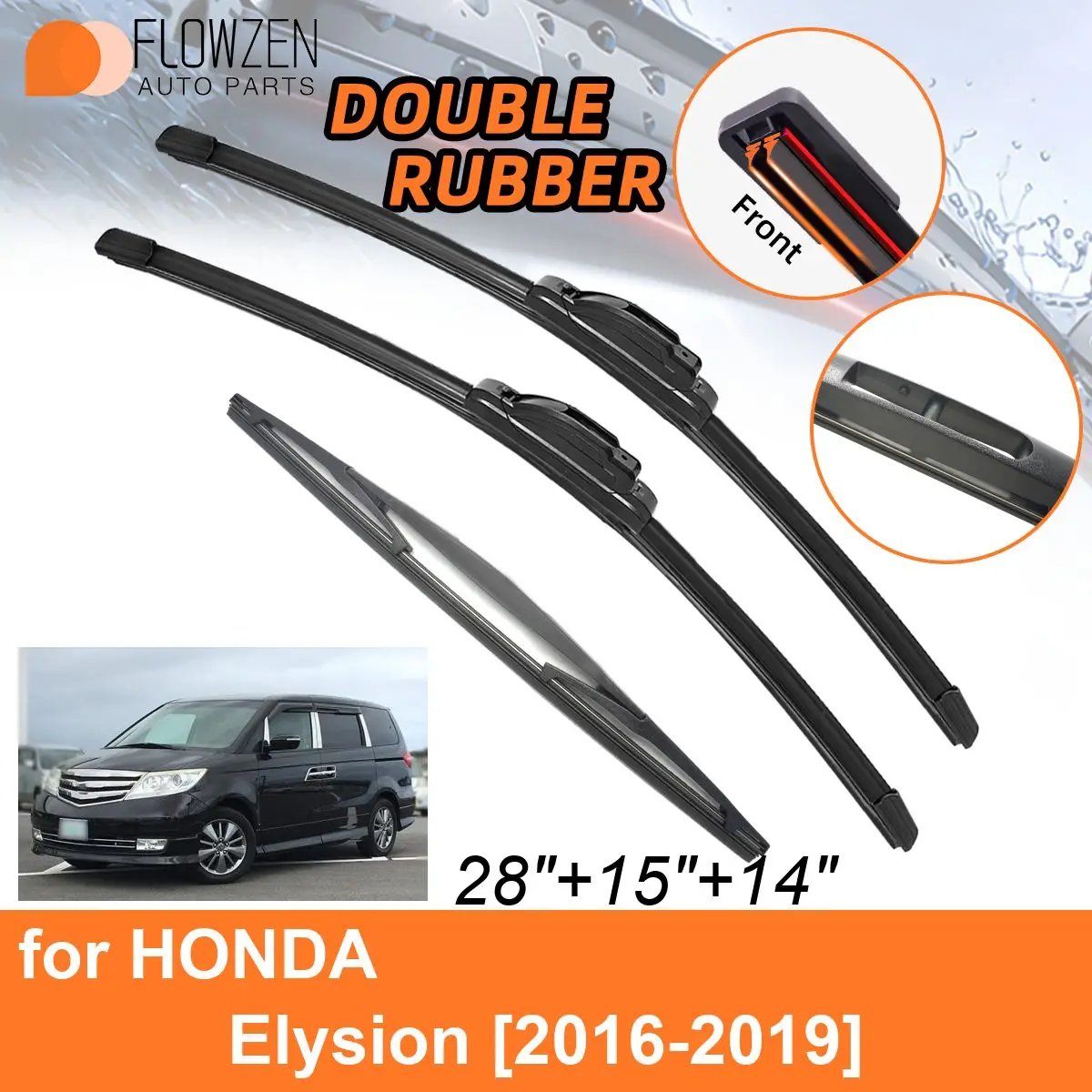 

Double Rubber Car Wiper Blades for HONDA Elysion 2016-2019 Front Rear Blades Washers Windscreen Accessories 2016 2017 2018 2019