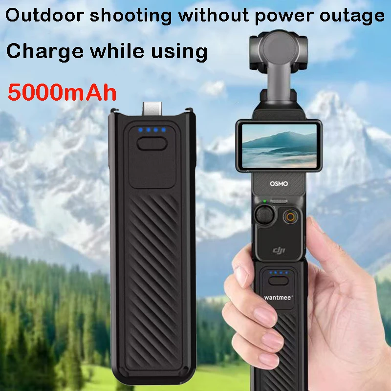 For Dji Osmo Pocket 3/Pocket 4 Battery Handle 5000mAh Portable Battery Handle Suitable Extended Power