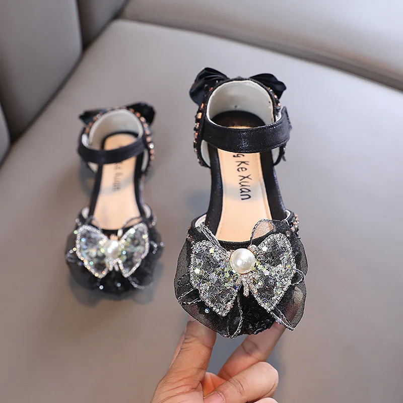 Kinder Sandalen Kinder Prinzessin Sandalen Strass Bogen Hochzeit Schuhe Student Mädchen Casual Tanz Schuhe Flache Sandalen H549