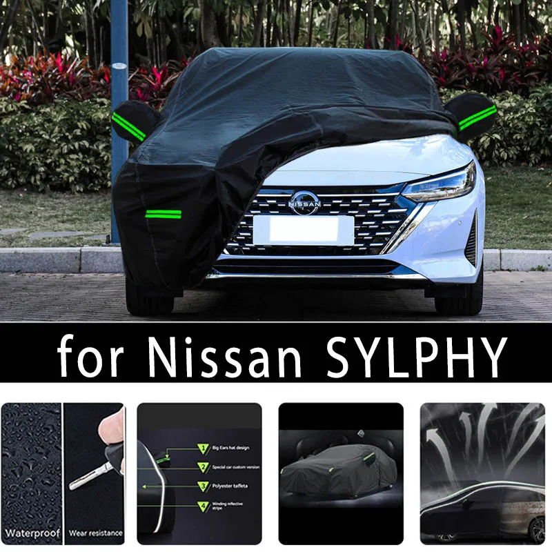 

For Nissan SYLPHY Car Covers Outdoor Waterproof Sun Rain Snow Protection UV Auto Cover 190T Car Protective Full Covers