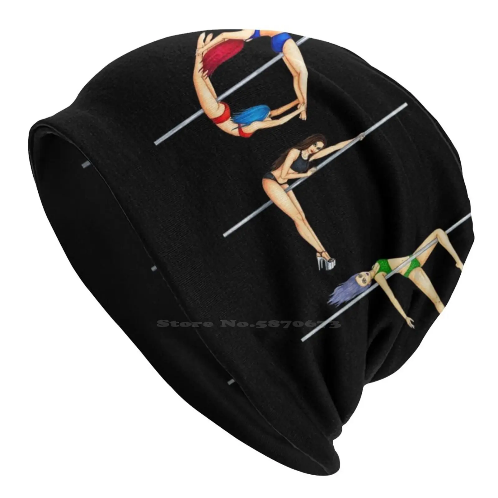 Polephabet Pole Knitted Hat Warm Beanie Outdoor Caps Alphabet Pole Dancer Pole Dancing Pole Fitness Letters Word People